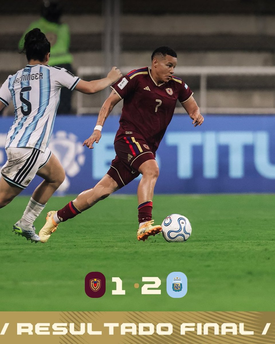 LA VINOTINTO CAE ANTE ARGENTINA Y SE DESPIDE DEL BOLETO DIRECTO AL MUNDIAL DE BRASIL 2027.

Deberá ganar sus ultimos dos partidos y ligar resultados para clasificar al repechaje mundialista. 

FINAL: VENEZUELA 1-2 ARGENTINA