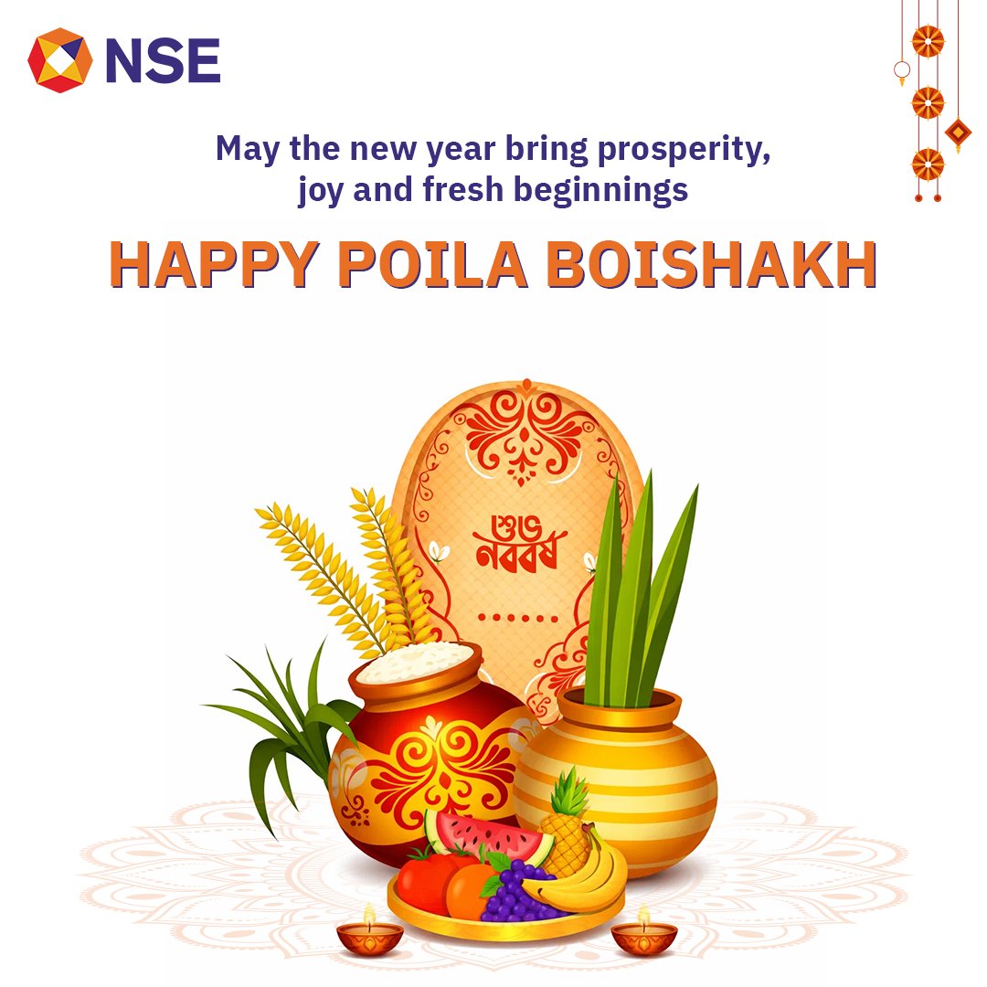 NSEIndia's tweet image. Poila Boishakh marks the beginning of the New Year and a time to welcome the year ahead with hope and positivity. 

NSE wishes everyone a joyful and prosperous Poila Boishakh.

#NSE #NSEIndia #PoilaBoishakh @ashishchauhan