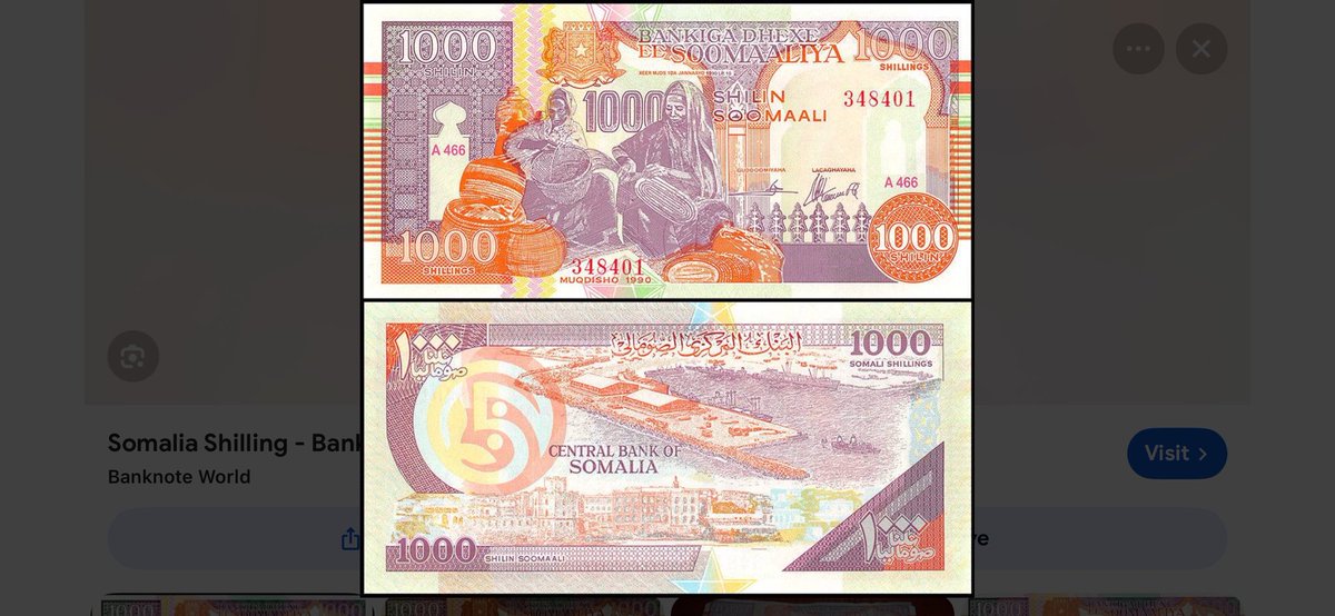 This was only Somalia currency for the last three decades and finally this note has been rejected by Somalia’s current government yet they don’t have alternative currencies besides US dollar. Means Somalia has NO WORKING CURRENCY IN 2026.