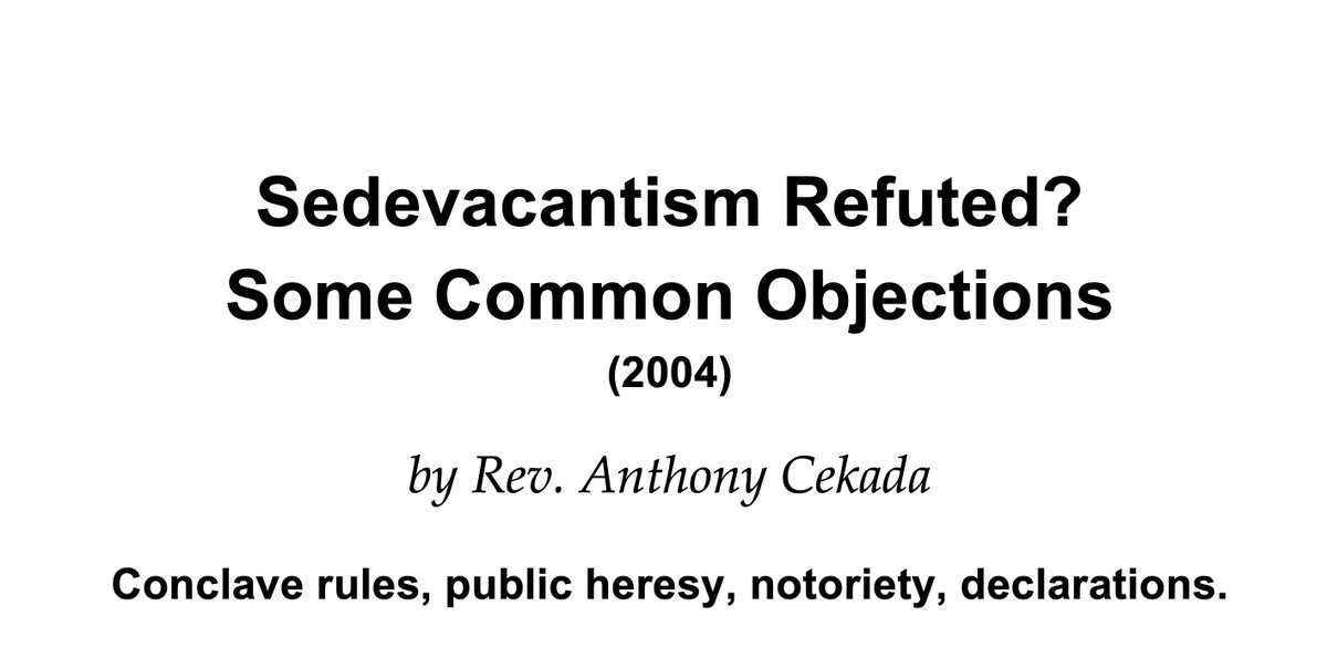 et_interrapax's tweet image. We've heard the arguments for Sedeprivationism. Now, let's hear the Sedevacante side, as +Fr. Cekada answers some of the common objections... some of which come from the Sedeprivationist today.

traditionalmass.org/wp-content/upl…

#Catholic #CatholicChurch #Pope #Vatican