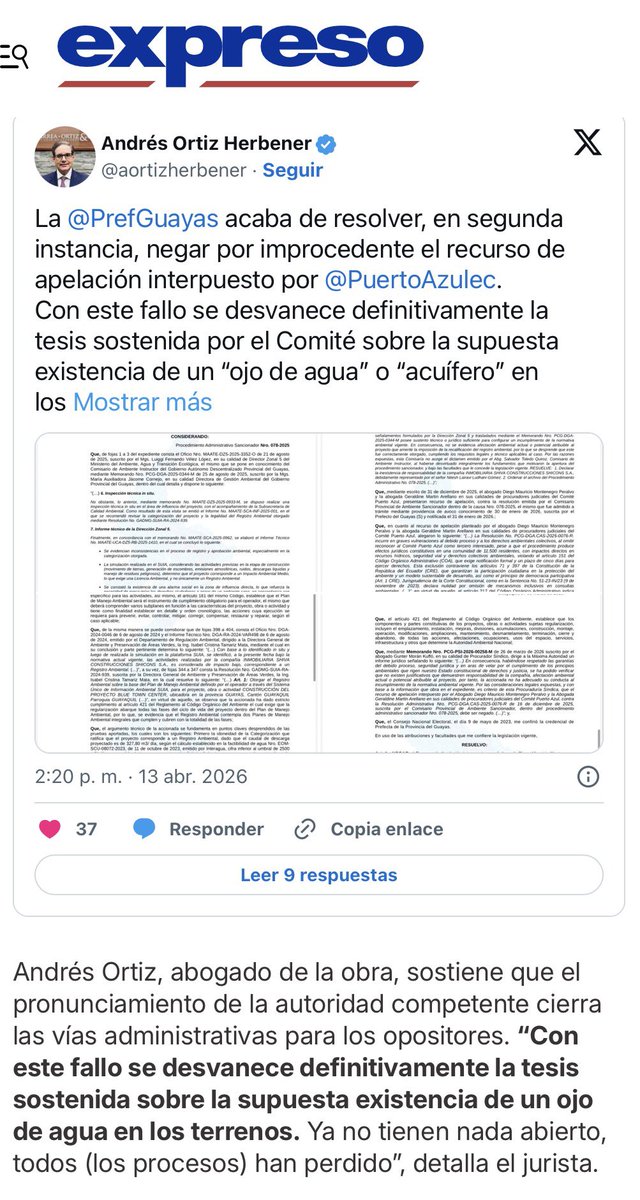 SinMordazaOf's tweet photo. A #Marcela ya le viene la época de vacas flacas y antes de irse falló a favor de la construcción de #BlueTownCenter, un proyecto inmobiliario que consta de CUATRO TORRES DE 12 pisos en #PuertoAzul.
En este mes de abril @marcelaguinaga NEGÓ el recurso de apelación interpuesto por el Comité de la urbanización..
Se vienen días duros para esa zona porque el tráfico de la vía a la Costa ya está colapsado..