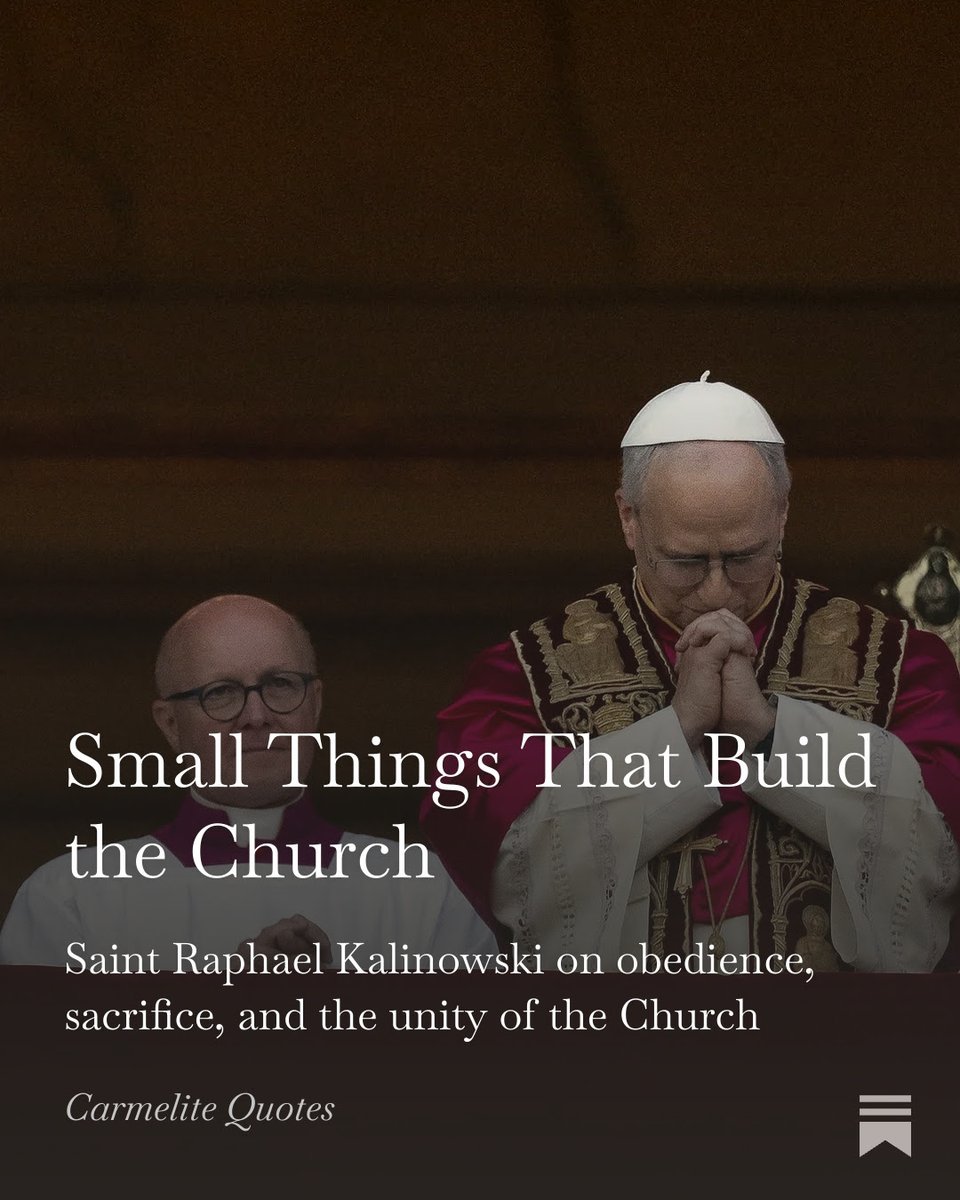 carmelitequotes's tweet image. 🙏 The Church is built in the small things—hidden sacrifices, daily fidelity, and prayer for the Holy Father. Saint Raphael Kalinowski reminds us: to support the Church, we begin with our own lives.

🔗 twp.ai/4hq7mM

#PopeLeoXIV #CatholicFaith #ChristianLiving #Prayer