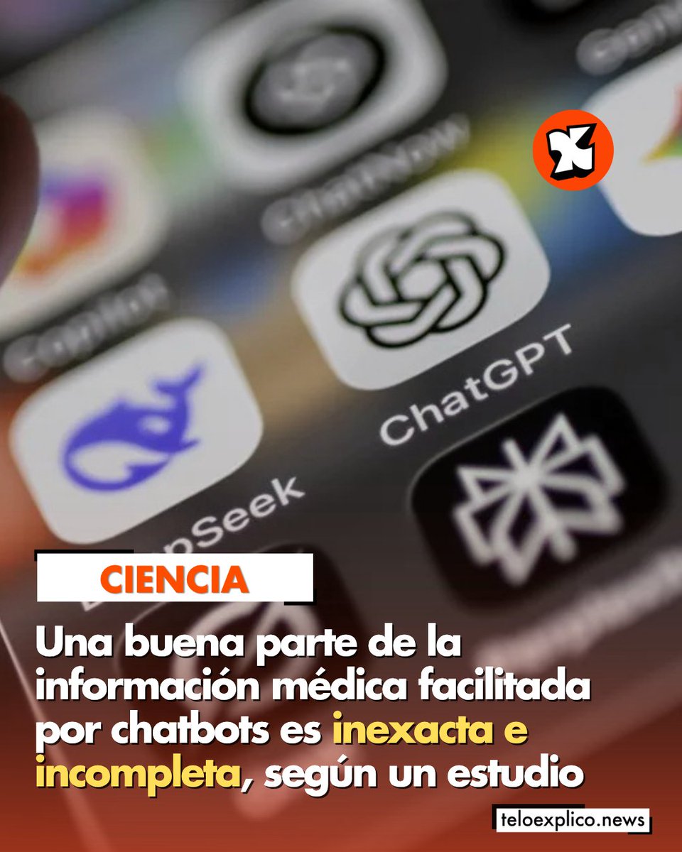 Teloexpliconews's tweet image. Una cantidad considerable de la información médica proporcionada por cinco chatbots populares es inexacta e incompleta.

𝗔𝗺𝗽𝗹í𝗮: teloexplico.news/noticias/una-b…

#TeLoExplico #chatbots #salud #información #biomédica #ciencia