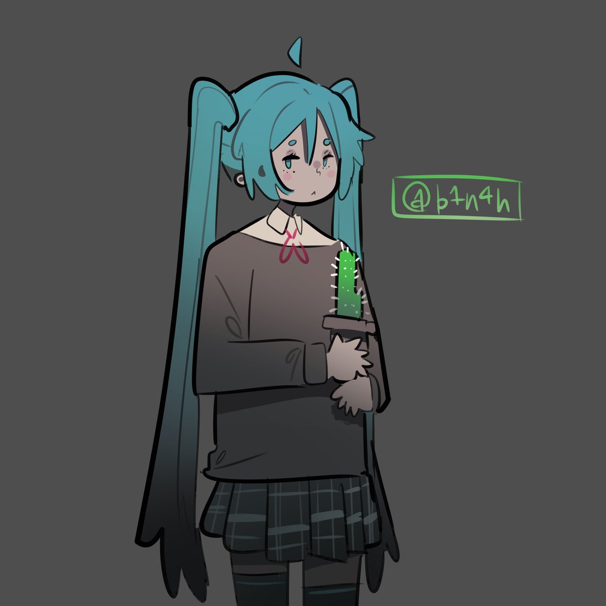 b1n4h's tweet photo. miku holding a cactus ! ! 

#hatsunemiku #miku https://t.co/zkysCCE3hd