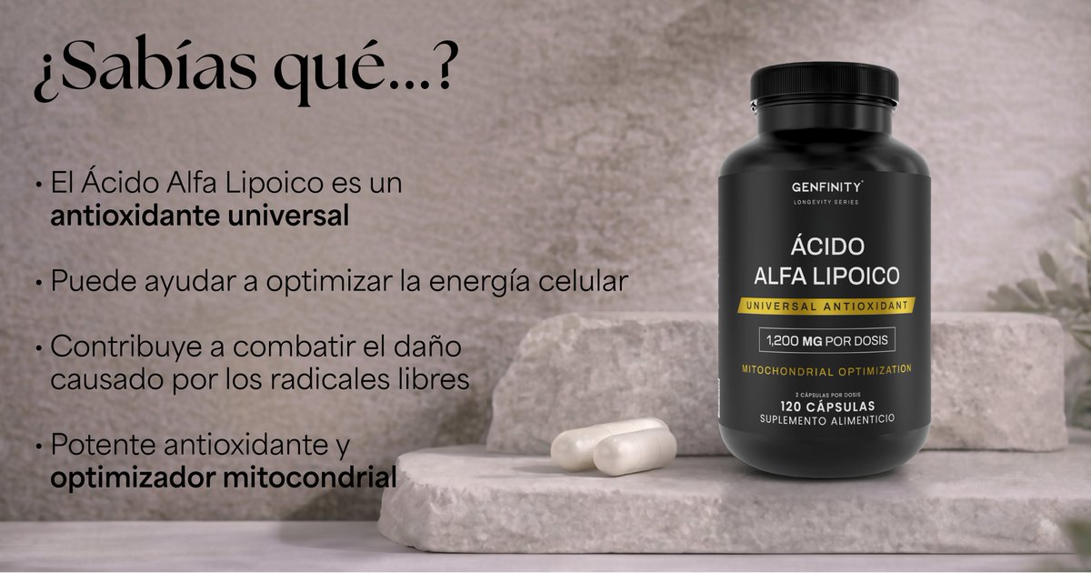 Genfinity_MX's tweet image. ¿Ya conocías este poderoso aliado para tu bienestar? ✨

El ácido alfa lipoico no solo es un antioxidante universal, también ayuda a potenciar tu energía celular y a proteger tu cuerpo del daño diario. 🔬⚡

#Amazon #suplementos #Genfinity #viralpost #MercadoLibre