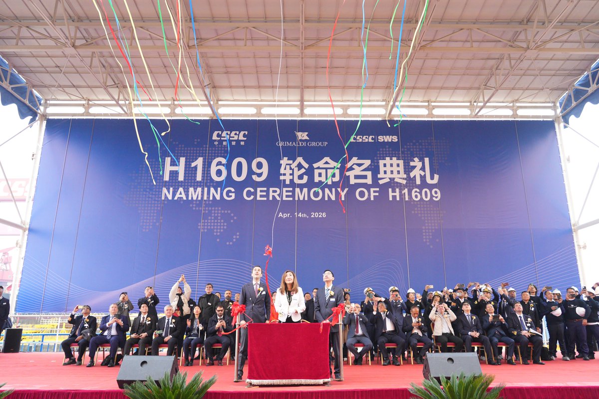 CSSC_SWS's tweet image. We're pleased to announce that the 7th and final 9000-ceu PCTC built by SWS for Grimaldi Group has been named. This milestone marks the successful completion of the entire series, reflecting strong collaboration and consistent quality. 
#SWS #Grimaldi #PCTC