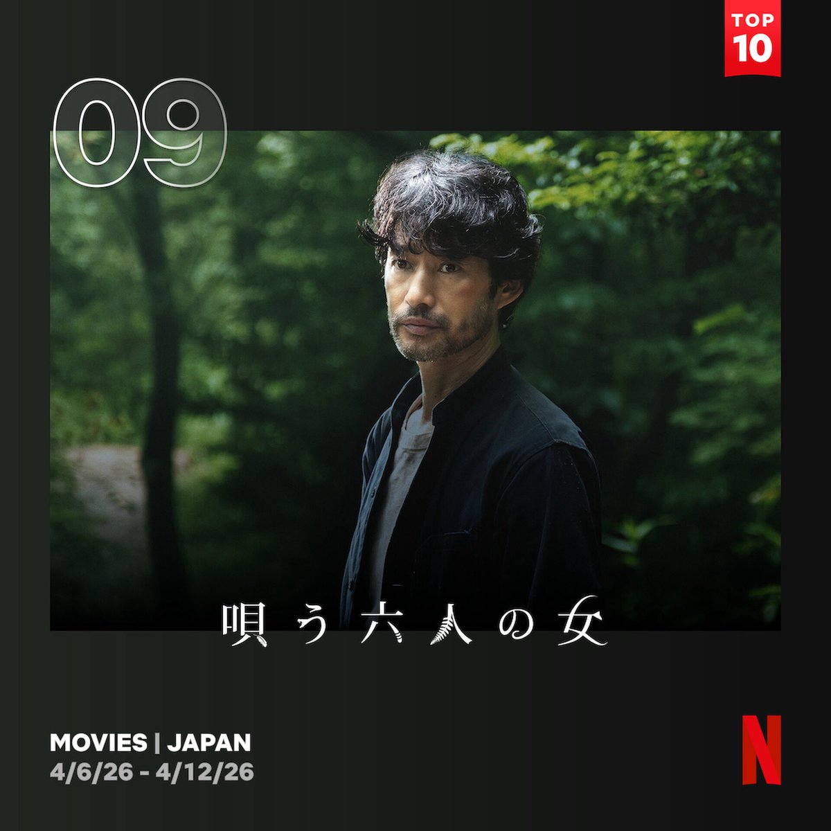 andpictures_'s tweet photo. 🎥石橋義正監督『唄う六人の女』
Six Singing Women

Netflix 
MOVIES | JAPAN
4/6/26 - 4/12/26

TOP10入り、ありがとうございます！😊
https://t.co/PzvGYeRZX2

@NetflixJP 
@utau_onna6 https://t.co/6Qe3YCWRLZ