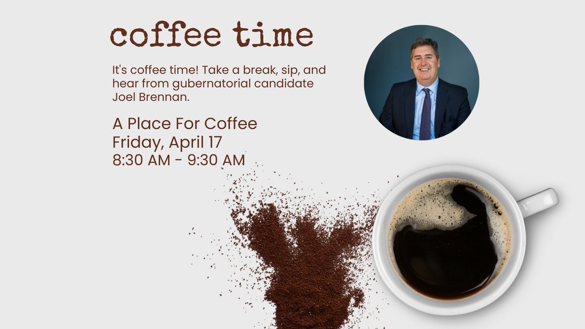 marinettedems's tweet photo. Join us this Friday for coffee and conversation with gubernatorial candidate Joel Brennan! https://t.co/sIeO3dYBlf