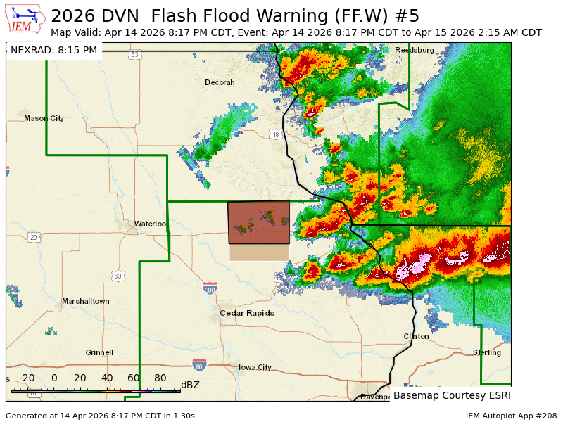 DVN issues Flash Flood Warning [flash flood: observed] for Delaware [IA ...