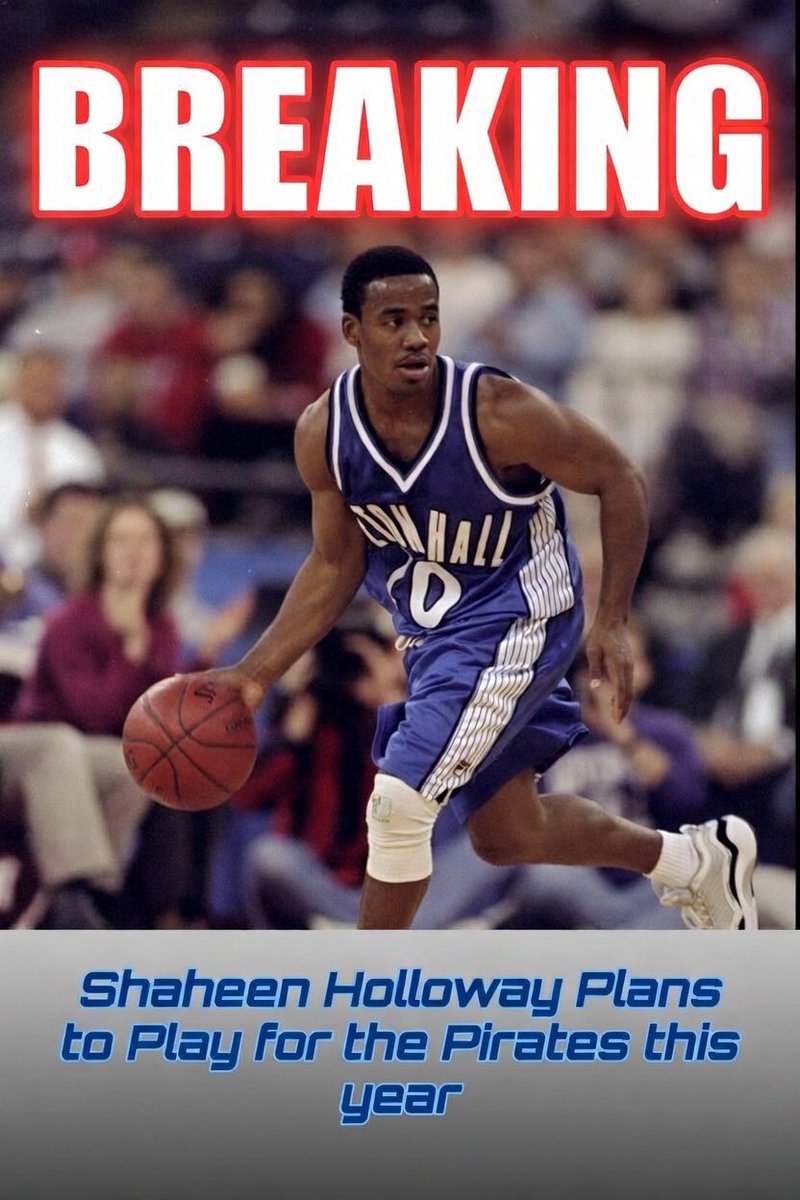TheSetonion's tweet photo. BREAKING: Sitting at 3 players on their roster. Shaheen Holloway now plans to play as the team’s starting Point Guard. This will NOT go against their NIL budget as he is already on the University’s payroll. He will maintain the responsibility of the head coach. #HallIn https://t.co/fKt0so7MtS