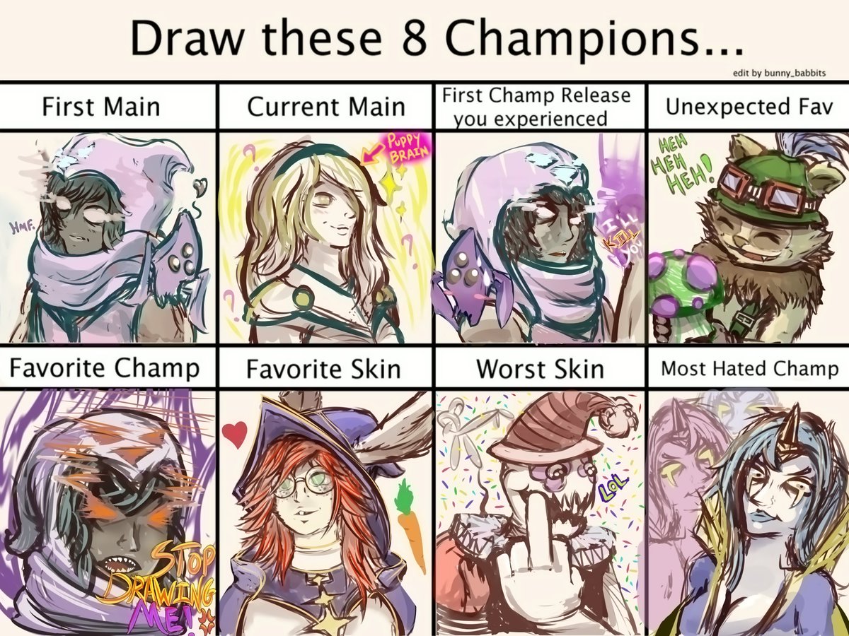 Buntaur's tweet photo. Everyone else was doing it!!!!

Anyways I admit I tryharded my way through this, and drew these guys from memory!~! I got pretty okay memory though!

#LeagueofLegends #lolmeme #LoL #riftbound https://t.co/1kg7O75KaA