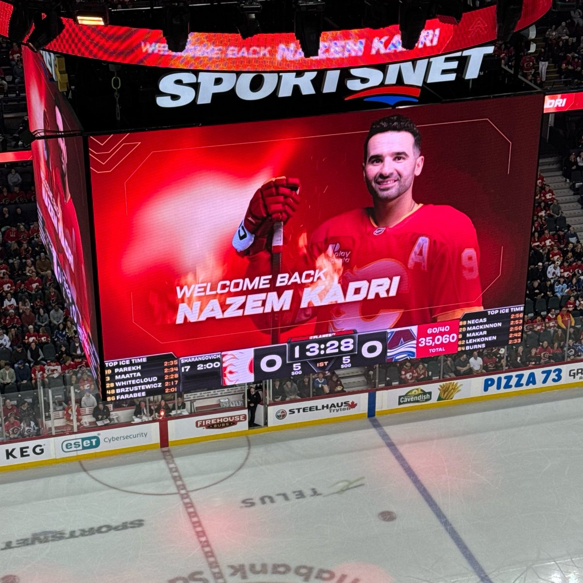 BryanWilsonHKY's tweet photo. Welcome back Naz. 👏

 #Flames @TheHockeyNews https://t.co/GxzY9E4EkB