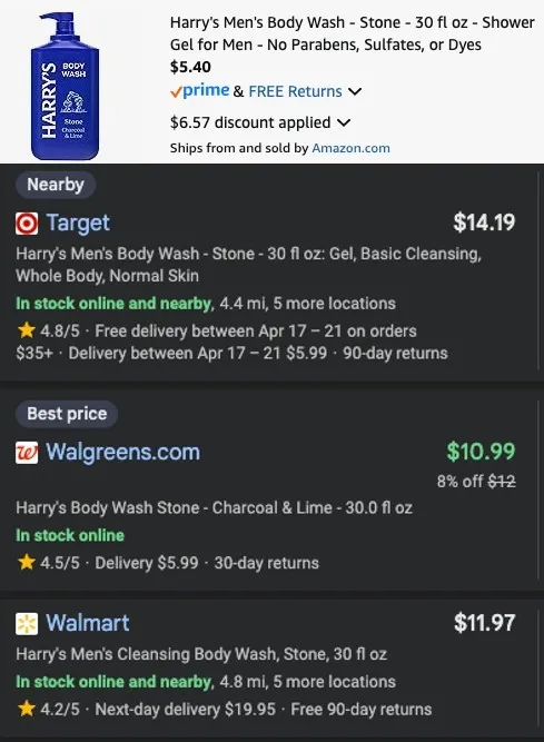 Pricerrors's tweet image. Potential Amazon Error on Harry's Men's Body Wash

$5.40 at checkout for 30 fl oz

Clip $5.97 OFF coupon on product page 

For reference, its currently $11+ everywhere else 

I think Amazon made a mistake with the coupon, shouldn't be this low 

pricedoffers.com/3bmv5 #ad