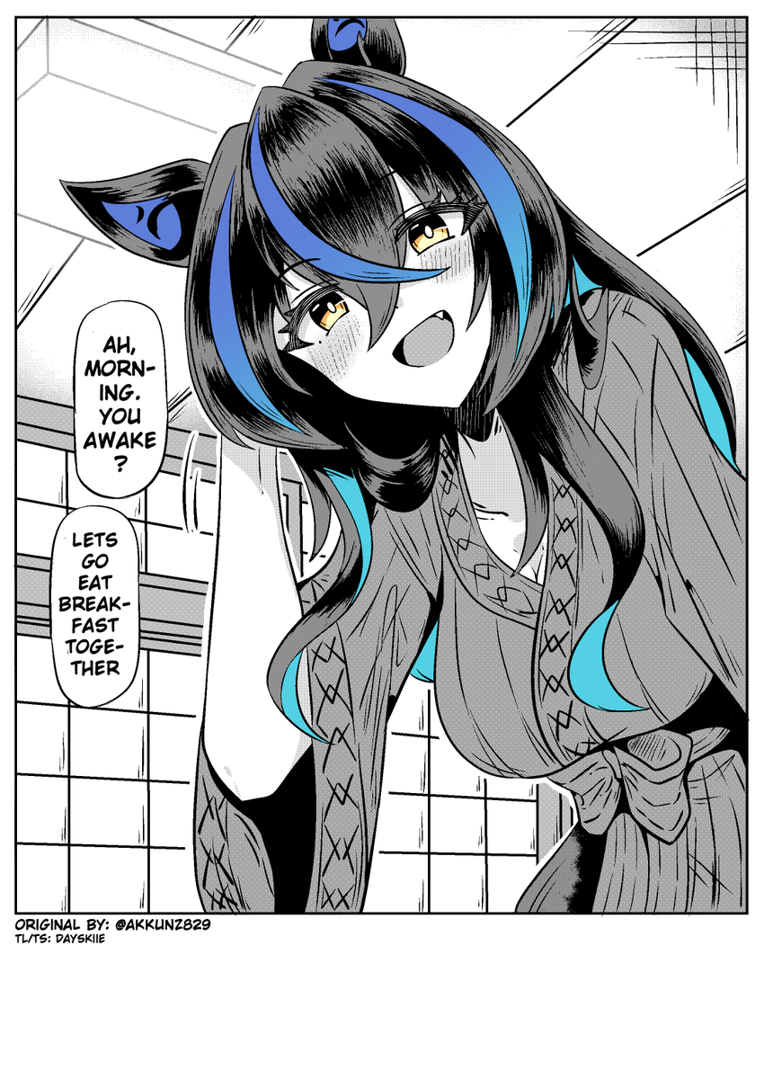 "...Good morning" (Original by: <a href="/akkunz829/">🍣あっくんず🍣</a>)

precious
#UmaTranslations #ウマ娘