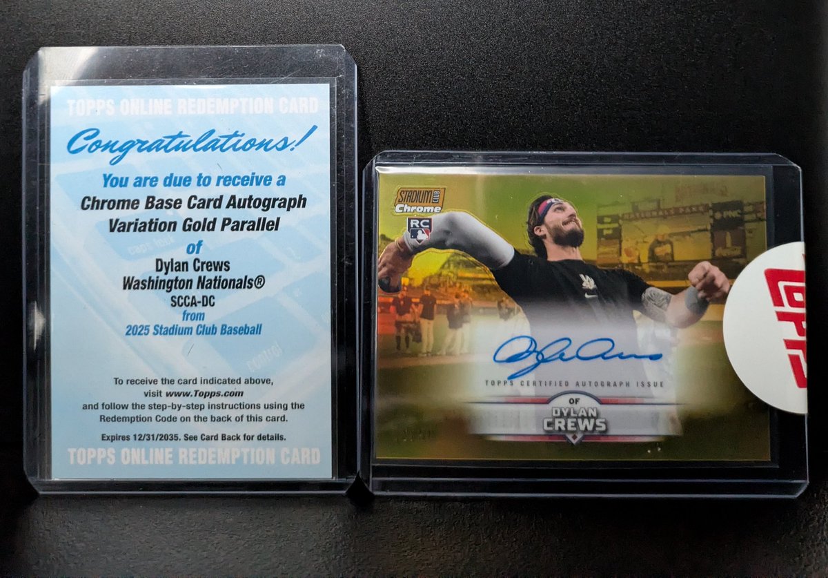 4ANR79pZenRTM29's tweet image. Redemption

2025 topps stadium club ⚾
DYLAN  CREWS
gold parallel /50
toppsさん仕事が早いですね😁
#topps
#redemption