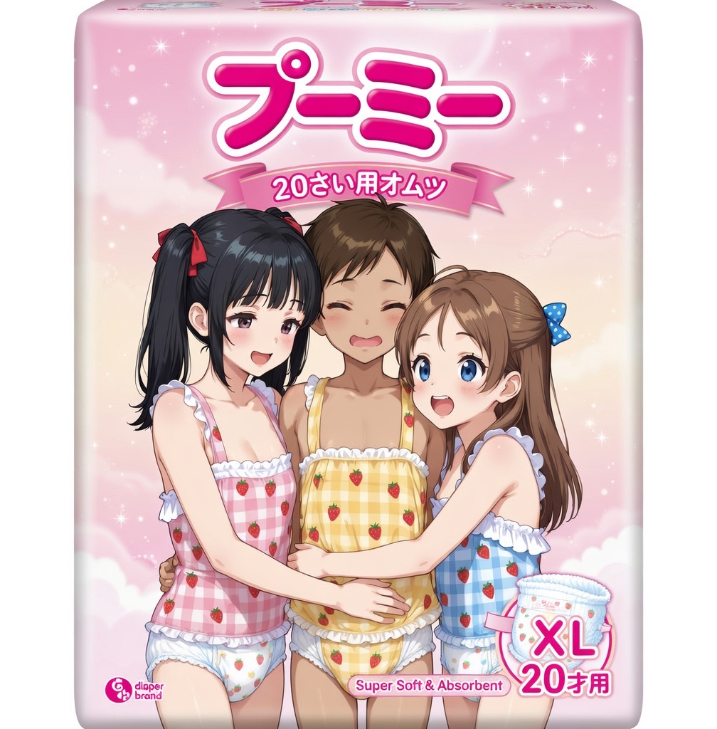 shinonomebreak's tweet image. #AIart #Grok3 

オムツパッケージ風イラスト