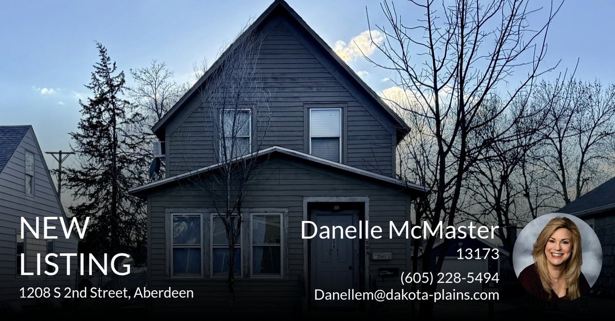 danellemcmaster's tweet photo. 📍 Just Listed 📍 Take a look at this fantastic new listing that just hit the market located at 1208 S 2nd Street in Aberdeen for $95,000. Reach out here or text/call (605) 228-5494 for more information!

Danelle McMaster
Dakota Pl... https://t.co/6JvVaCOW13 https://t.co/4sfldDWXWN