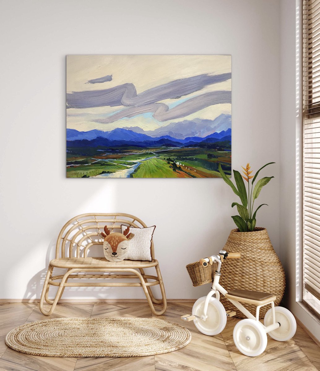 artSWC's tweet image. New commission wrapping up and I absolutely love this textured 36” x 48” landscape painting #yyc #calgaryart #calgarypainting #customart