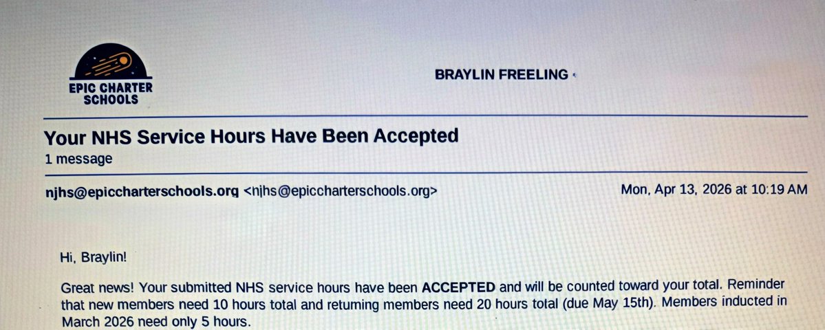 BraylinFreeling's tweet image. Grateful for the chance to give back.

Completed 20 service hours this year with National Junior Honor Society. Helping others, serving our community, and learning the value of showing up for something bigger than myself.

Still growing, on and off the field. 🤍

#Service