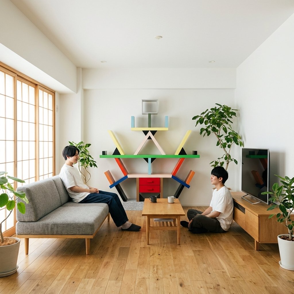 でも現実的な空間のスタイリングもAIで出来るようになったのは便利です。
搬入したい部屋をAIに読み込ませて、検討している家具を差し込んだ画像を自動で作れます。
イメージがしやすくなりますね。

このシェルフを入れる人は稀でしょうが。