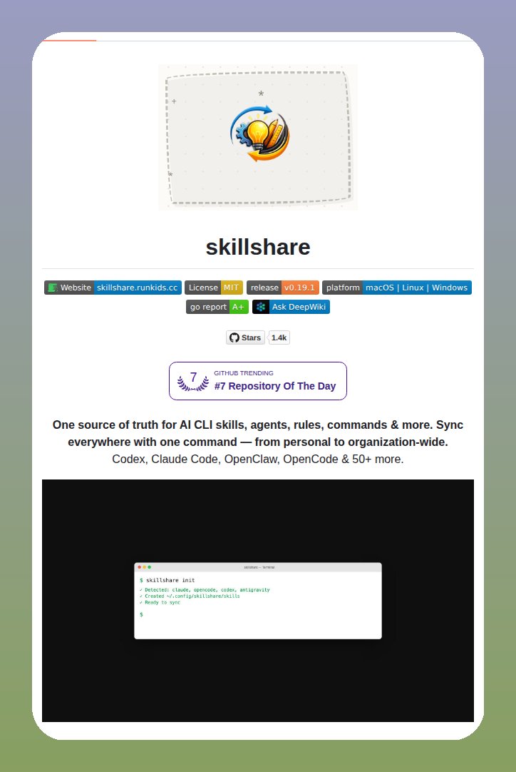 tom_doerr's tweet image. Syncs AI agent skills

github.com/runkids/skills…