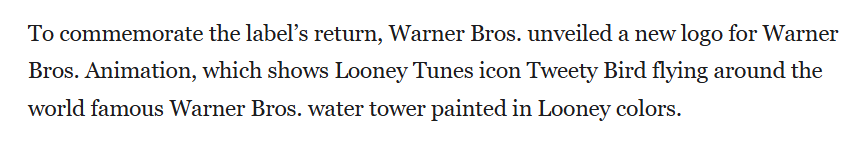 itsamedfffaz's tweet image. The new Warner Bros. Pictures Animation logo is fully described/detailed as Tweety flying around the WB water tower, painted in Looney Tunes-like colors

(via @TheWrap) 

#WB #WarnerBros #LooneyTunes #TheCatInTheHat