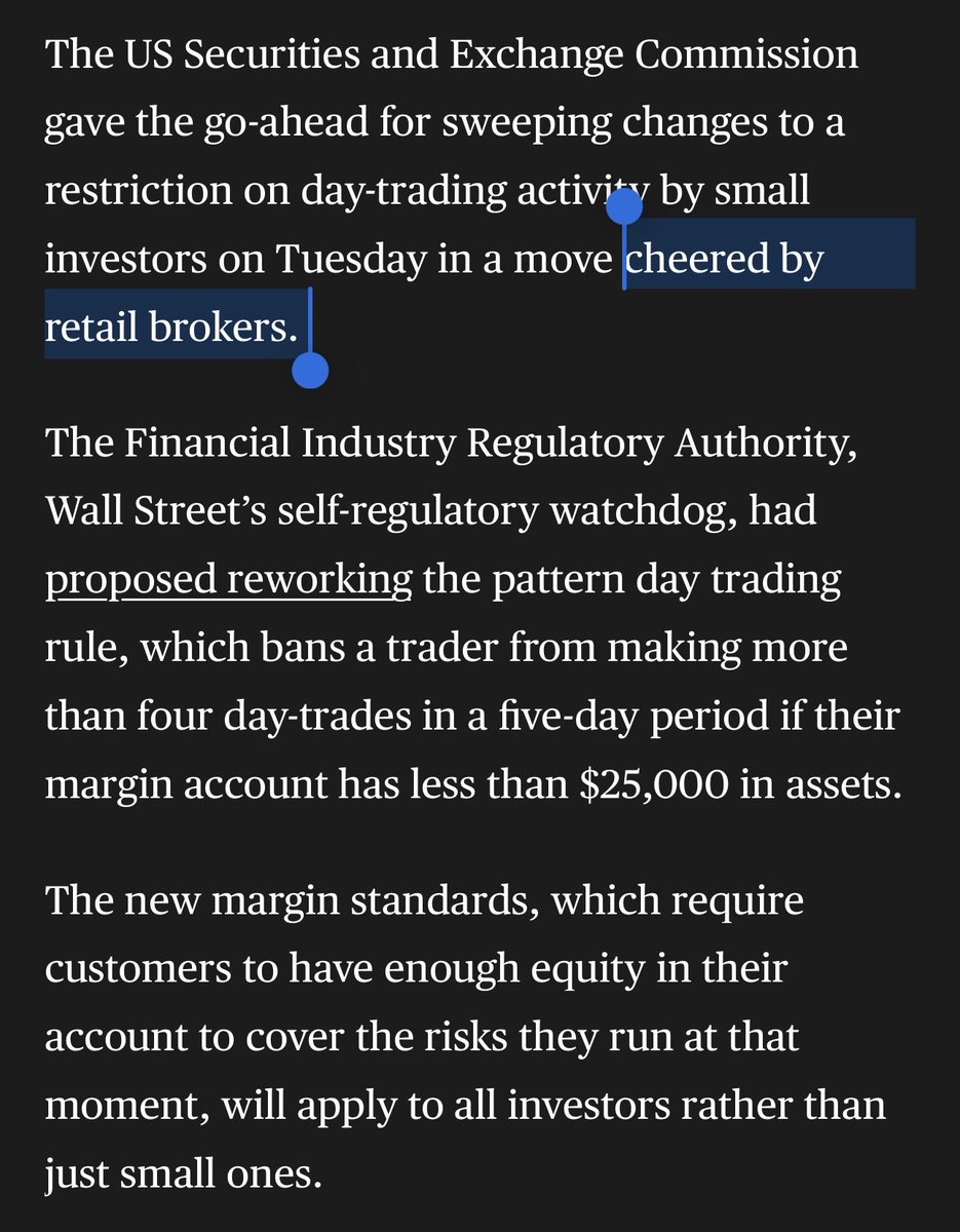 devin_leamy's tweet photo. This will help some small percentage of retail traders make more money. And for the rest, it's just a means to more financial harm.

It goes without saying, I am not at all surprised this passed with overwhelming support by retail brokers. https://t.co/hfXinbAeEK