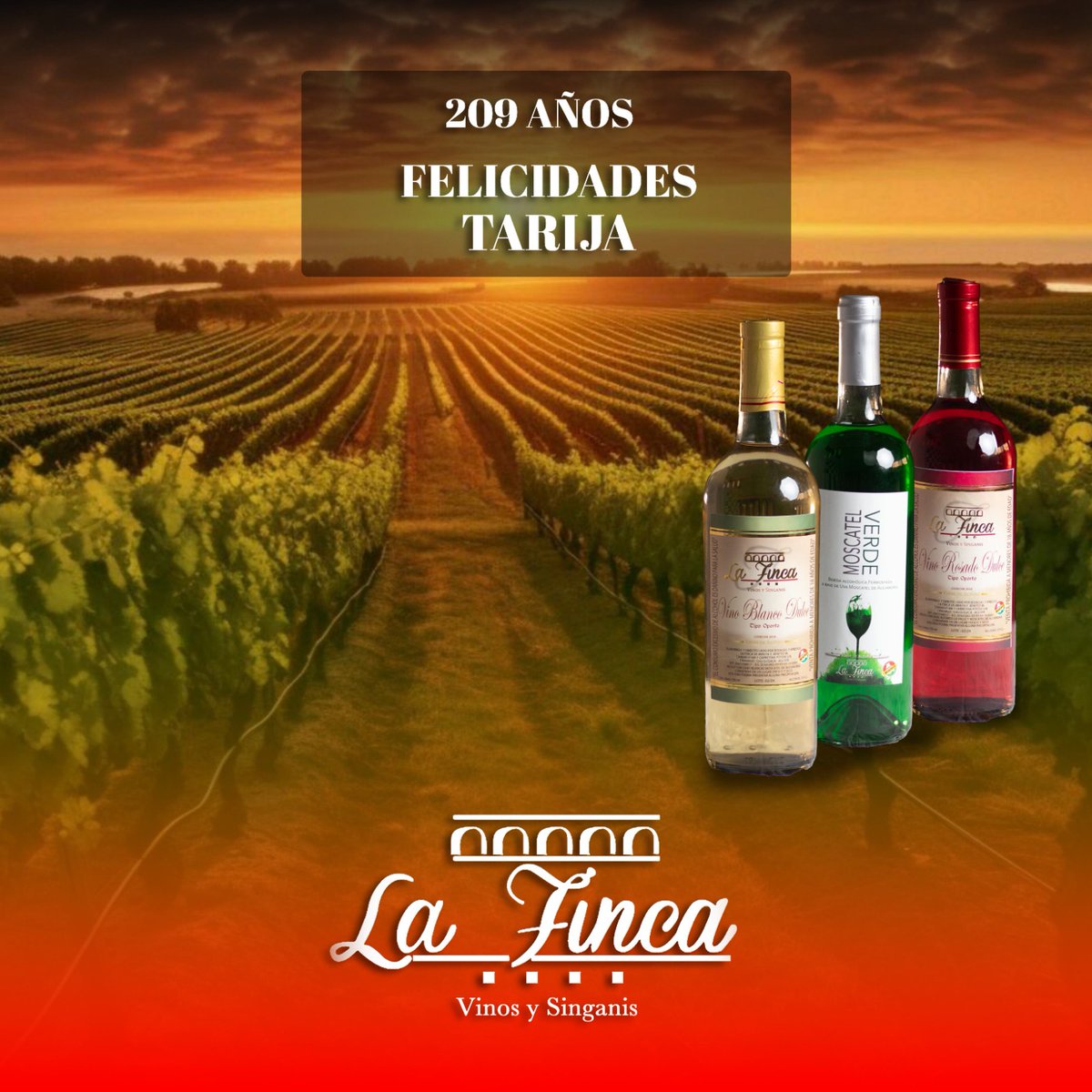 ACHI_Bolivia's tweet image. #Bodega #LaFinca expresa sus mejores deseos a la chura #Tarija en su efeméride departamental, y rinde un sincero homenaje a los héroes de la #BatalladelaTablada, cuyo heroico ejemplo deja un invaluable legado cívico a las nuevas generaciones.