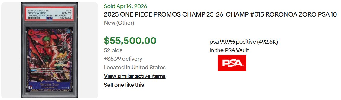 A PSA 10 English OPTCG Championship Zoro 25-26 Champion Card