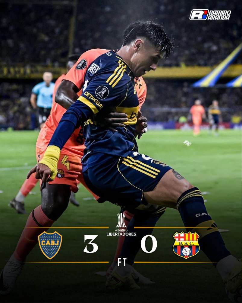 Ramirofutbolpy's tweet photo. 🇵🇾 ¡OTRA VICTORIA DEL BOCA DE LOS PARAGUAYOS! 🇦🇷

🟡🔵 #BocaJuniors venció (3-0) a #BarcelonSC por la Copa #Libertadores.

– Adam Bareiro, Javier Baez y Hector Villalba tuvieron minutos.

⁉️¿Opiniones?
-#RamiroArandafutbolpy https://t.co/jB4gunGbVv