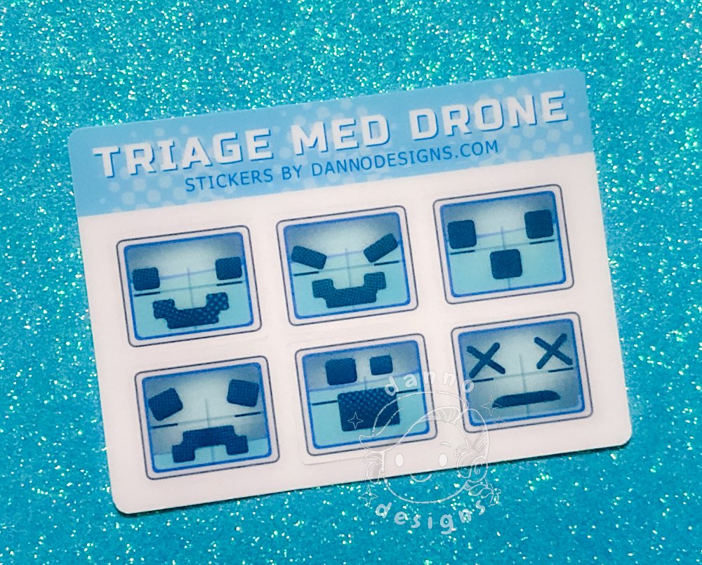 DragonSparkz's tweet image. Been working on some ideas for mini sticker sheets (and mini packs too!) But here are the Triage med drone 'emotes' design  now available in mini sticker sheet form as well!  #marathon #stickers #shop   

👉 etsy.com/shop/DannoDesi… 👈