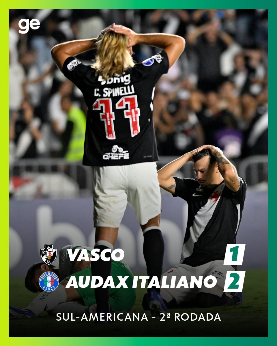 geglobo's tweet image. Com um a menos desde o primeiro tempo, Vasco perde para o Audax Italiano de virada em São Januário. JP e Cuesta foram expulsos.

➡️ Veja como foi: glo.bo/4tcx49h
📸 André Durão

#futebol #vasco #sulamericana #ge