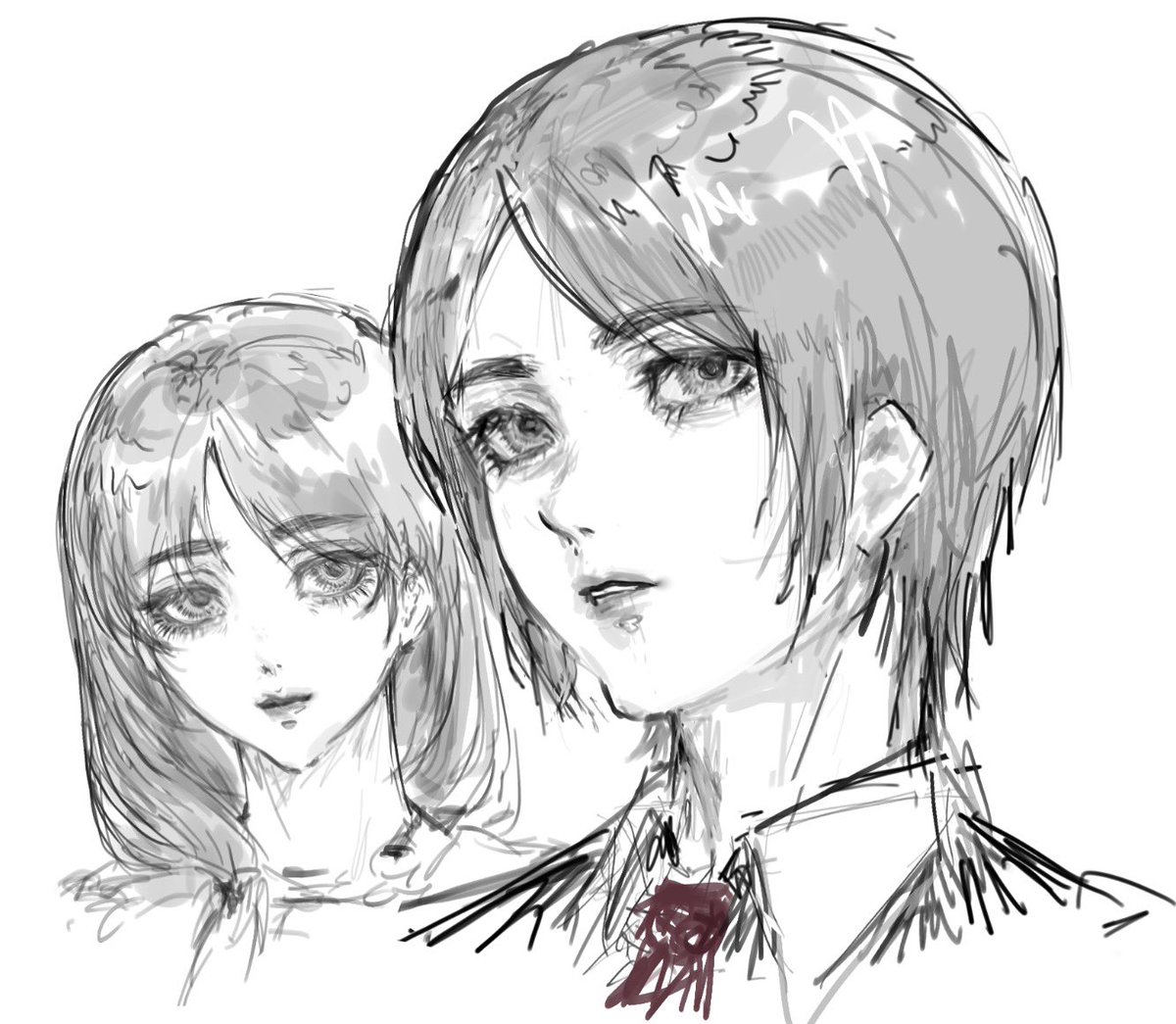 monkeyfish_cn's tweet photo. They look similar.. Wonder if they are related? #erenyeager #erenjaeger #attackontitan #fanart #shingekinokyojin https://t.co/psGNkHWGud