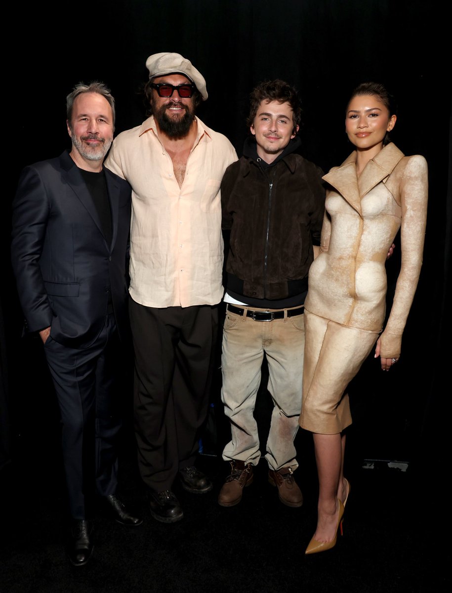 extratv's tweet image. #Dune3 stars Zendaya, Timothée Chalamet &amp;amp; Jason Momoa hit #CinemaCon 2026 with director Denis Villaneuve. 

#dune #dunepartthree