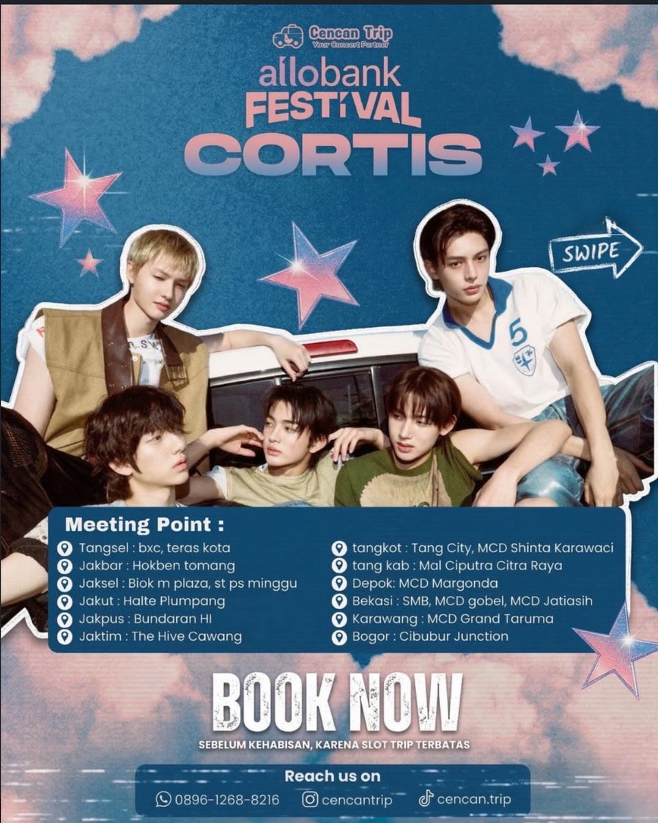 cencantrip_'s tweet photo. OPEN TRIP KONSER ALLOBANK - CORTIS 

✨ Cover all Jabodetabek + Cikarang karawang, pulang sampe depan rumah hotel stasiun bandara kos 
 ✨ Mobil kapasitas 6 orang

Udah include makan &amp; bisa titip barang. Juga open rent s24u, 13 pm, 16 pro✨
 
Tag. Allobank , allobank jakarta https://t.co/DVE8hr22I9