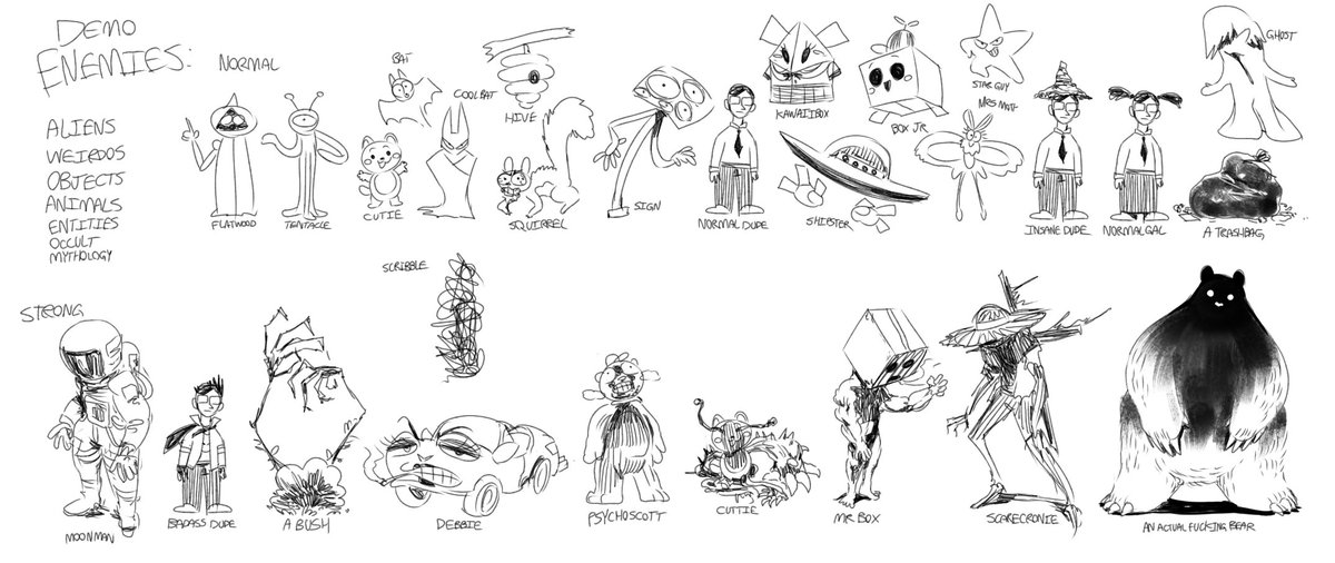 Demo rpg enemies for that one funny suburban baseball game I was experimenting with. 