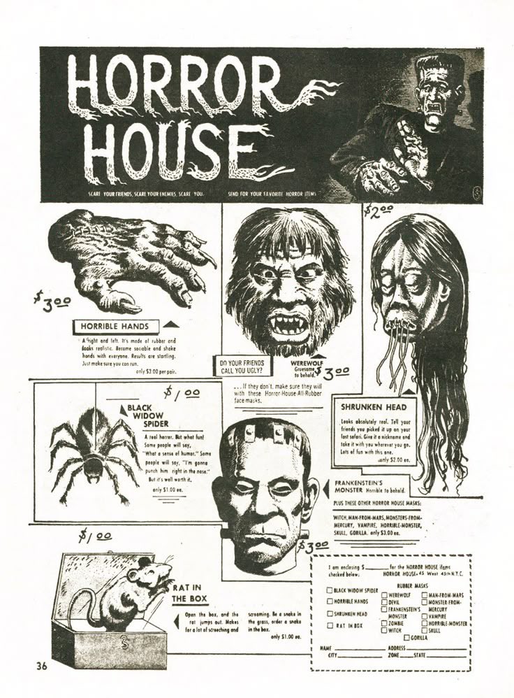 hauntorama's tweet image. ‘Horror House’ mail order ad and as it appeared in the Feb. 1964 Cracked Magazine. 
#VintageMonsterToys #HorrorFamily