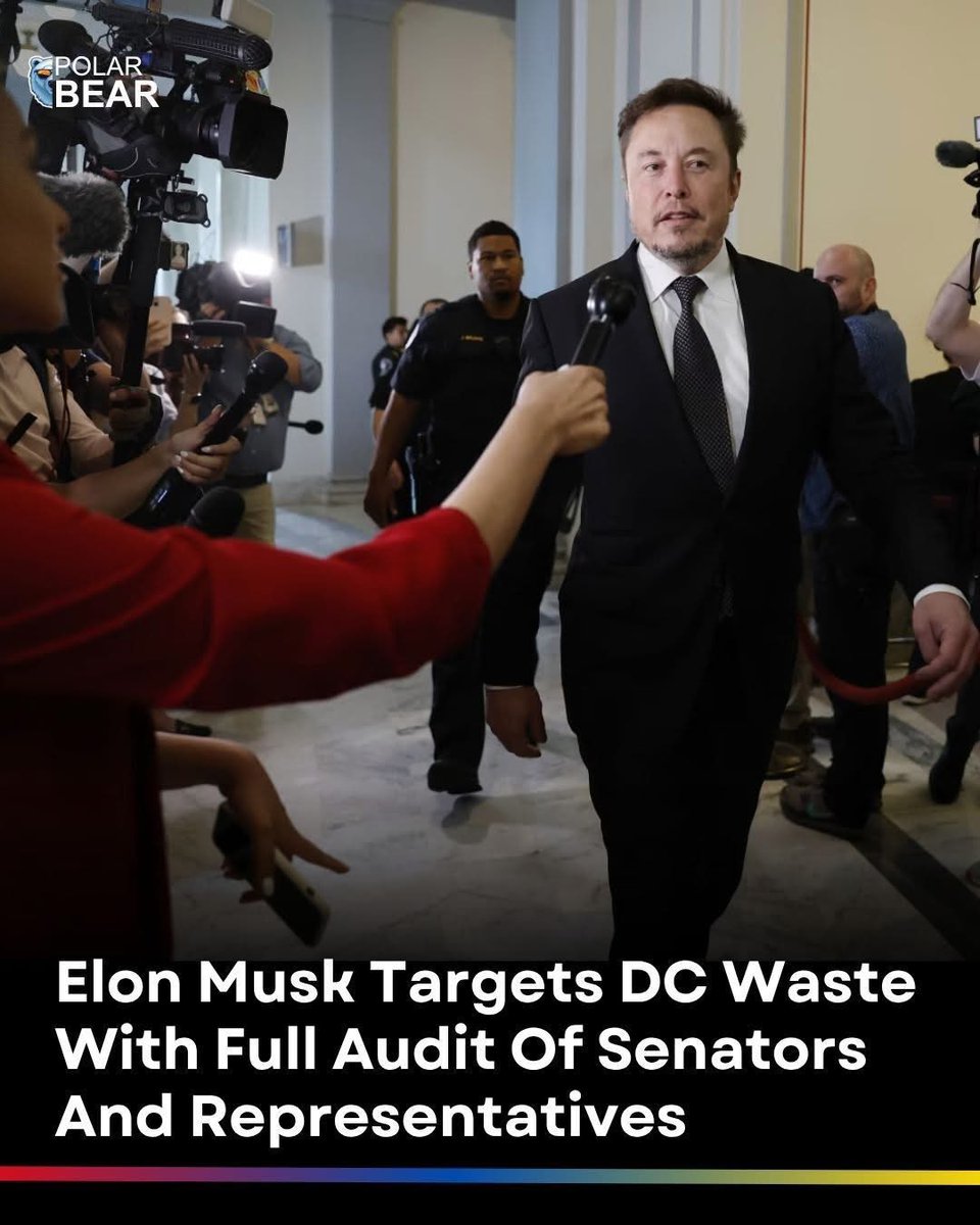 conens46's tweet image. Elon Musk has announced an aggressive move to expose government spending, promising a full, ruthless audit of every senator and representative’s expense accounts once DOGE resumes this summer. 
Yay!! ❤️🤍💙
#PolarBear#fblifestyle #elonmusk #congress #audit
