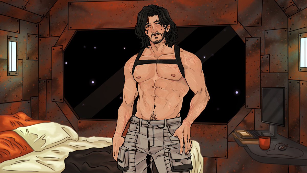 Sharing some full pictures of Simon from A Heart Of Iron! This is specially for those people that want to make photocards or maybe prints for themselves only! :))) 

And it’s also just my way of saying thanks to all of you guys for the support of the game! 🥰 Artist: <a href="/novidecem/">novi 🩸</a>