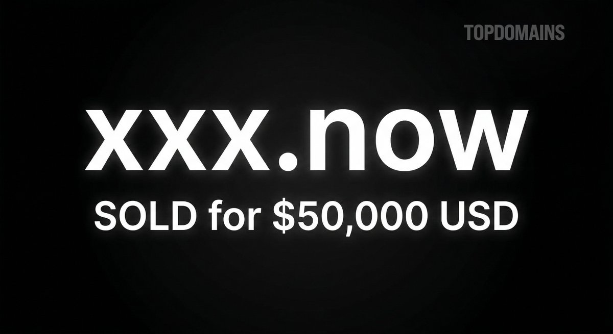 XTopDomains's tweet image. Let's go, baby!

SOLD xxx​.now for $50,000 USD

.Now is a new TLD from the Amazon Registry, with one of its main strengths being its similarity to .Com – a generic TLD capable of hosting brands across any category – with a modern edge.

Congrats and our appreciation to the buyer.