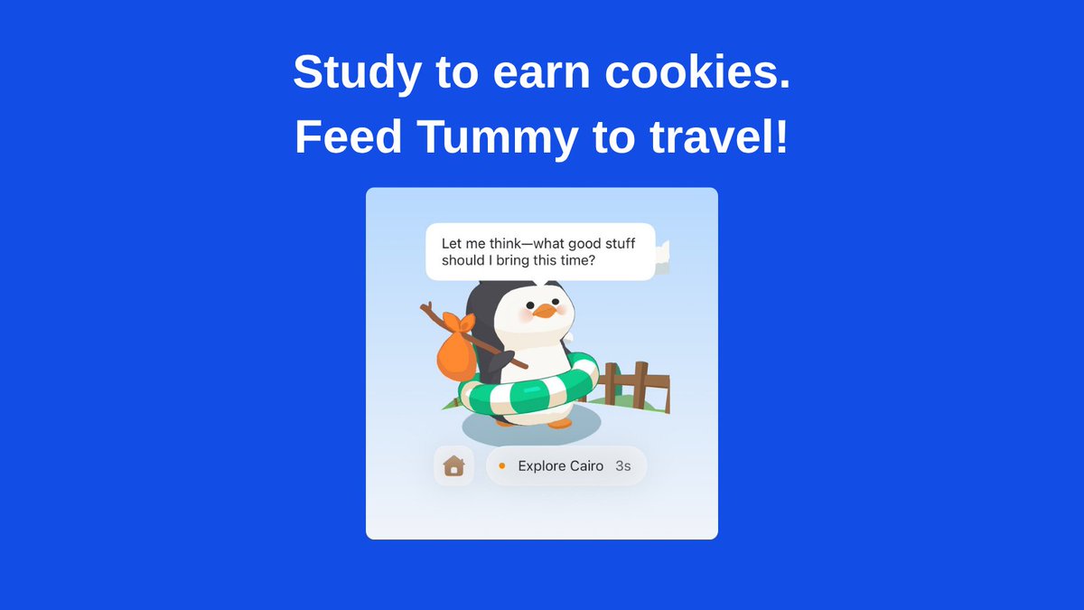 Lingomaster_app's tweet image. Learning a language doesn’t have to be lonely. 🐧
Meet Tummy, your study buddy. Earn cookies, send him exploring, unlock postcards. 🌍
Click the link in bio to play 👇
#LanguageLearning #StudyBuddy #Gamification #LearnSpanish #LanguageApp #StudyMotivation #Lingomaster