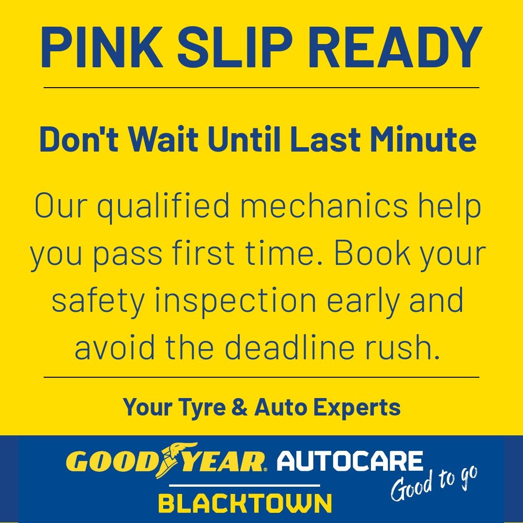 gacblacktown's tweet image. Pink slip due? Book early with our qualified mechanics. We'll help you pass first time and avoid the last-minute rush. Quick, thorough inspections at Goodyear Autocare Blacktown.

#GoodyearBlacktown #PinkSlip #VehicleInspection