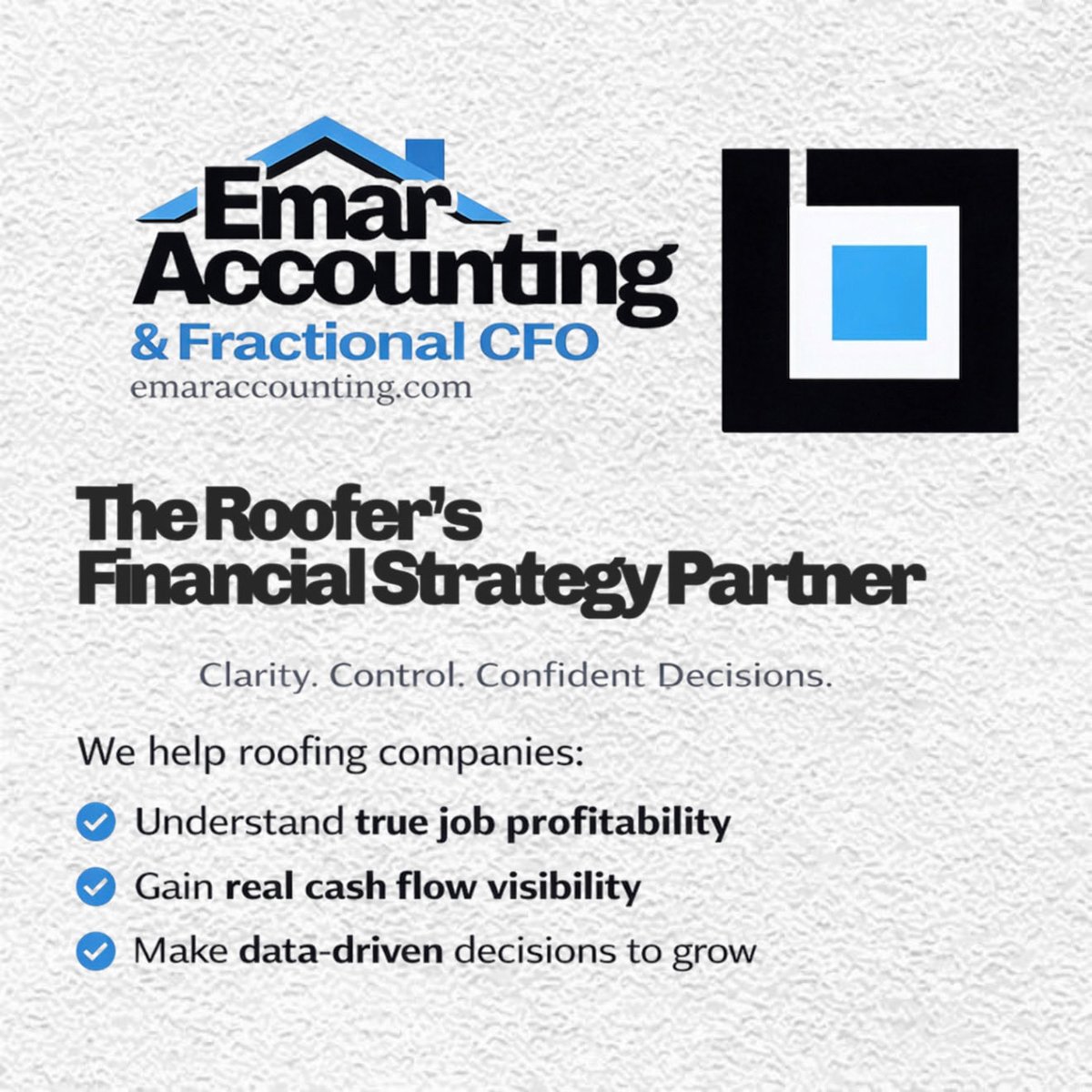 EmarAccounting's tweet photo. Stop losing money due to lack of visibility!

— EMAR Accounting | The Roofer’s CFO

https://t.co/C6KCTrR3qs
The Roofer’s Financial Strategy Partner 
#FinancialControl #FractionalCFO #ConstructionFinance #BusinessGrowth #CEO #Roofing #roofers #Construction #cashflow #contractor https://t.co/ptqAVBlOKT