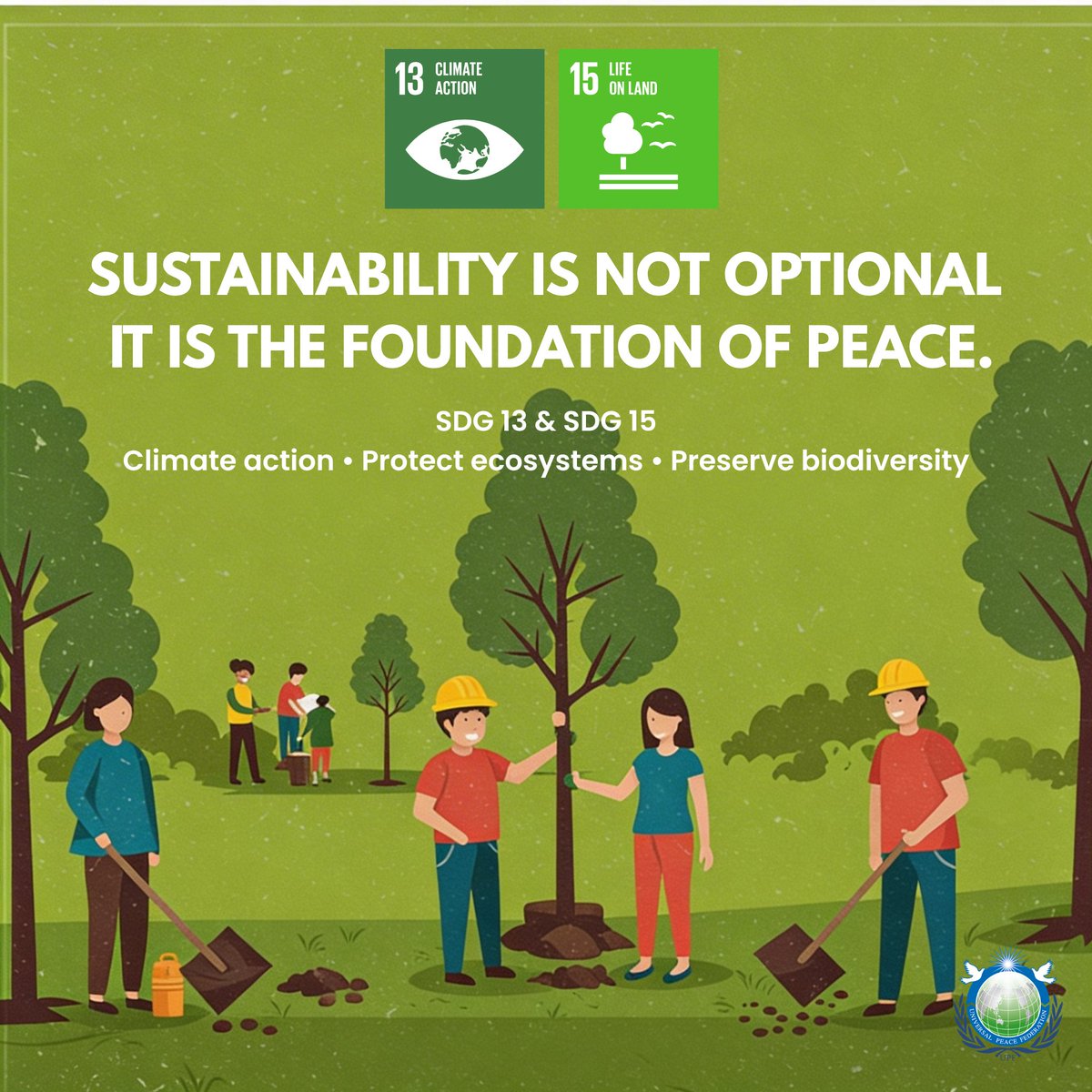 UPF_Intl's tweet photo. Caring for the Earth is caring for peace.

This #MotherEarthDay, take action:
☀️Climate action
🌱 Protect ecosystems
🌍 Preserve biodiversity

Sustainability is not optional—
it is the foundation of peace.

#SDG13 #SDG15 https://t.co/B8z9eNLNV2