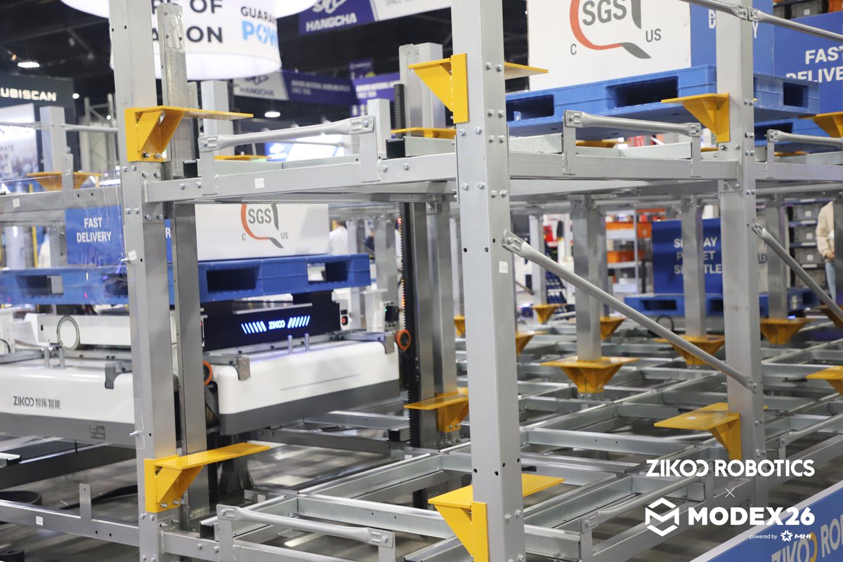 Zikoo_Robotics's tweet photo. 🚀 First Offline Debut at MODEX 2026
Our newly launched AI Smart Warehouse made its first offline debut at MODEX 2026 in Atlanta.

👉 AI-driven decision
👉 Flexible storage with 6-way shuttle
👉 Integrated storage &amp; picking in one solution

#intralogistics #robotics #shuttle https://t.co/8dmansx2Jj