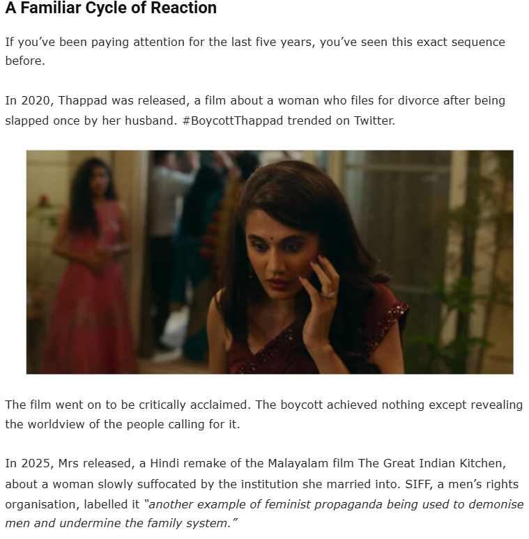 anjaliseenews's tweet image. Every time a women-centric film gains attention, the backlash follows.

Not because of what’s shown—
but because of what it reflects.
edtimes.in/why-do-some-me…

#Gender #SocialIssues #Movies #Culture
@WomenInCinema @EverydayFeminism @FeminismInIndia