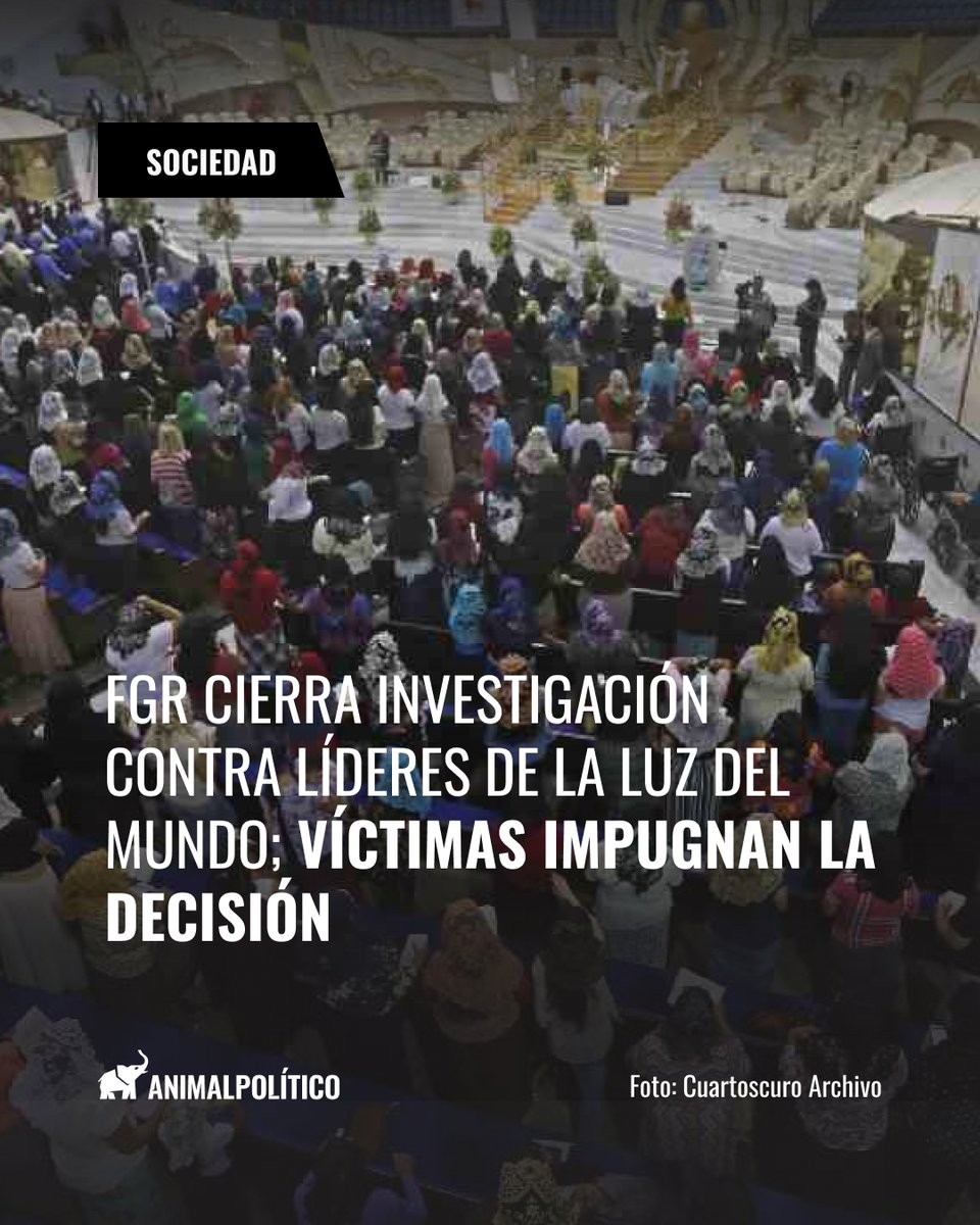 Pajaropolitico's tweet photo. 🔴⚖️ La Fiscalía General de la República (FGR) determinó el no ejercicio de la acción penal en la investigación por delincuencia organizada y trata de personas contra líderes de la Iglesia de La Luz del Mundo (LLDM) y Naasón Joaquín García, líder de la organización, la cual estaba abierta desde 2019.

🔗Lee más: https://t.co/X76AqgVeuj