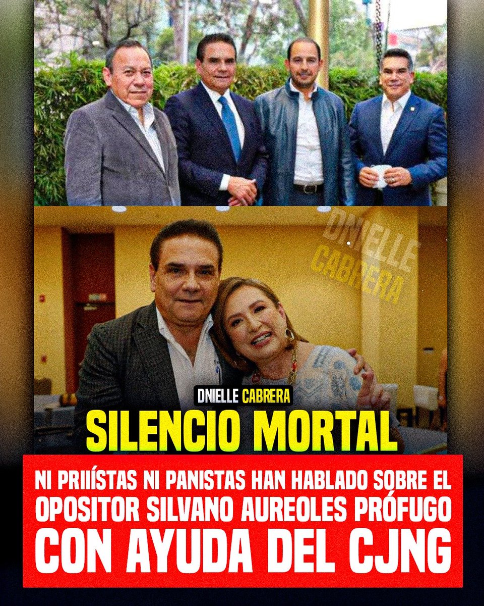 Dnielle Cabrera (reposteado)
·
📷SILENCIO MORTAL! Ningún priísta ni panista han hablado sobre cómo su compañero de campaña PRIAN y opositor de la 4T, Silvano Aureoles logró escaparse a EEUU con ayuda del CJNG