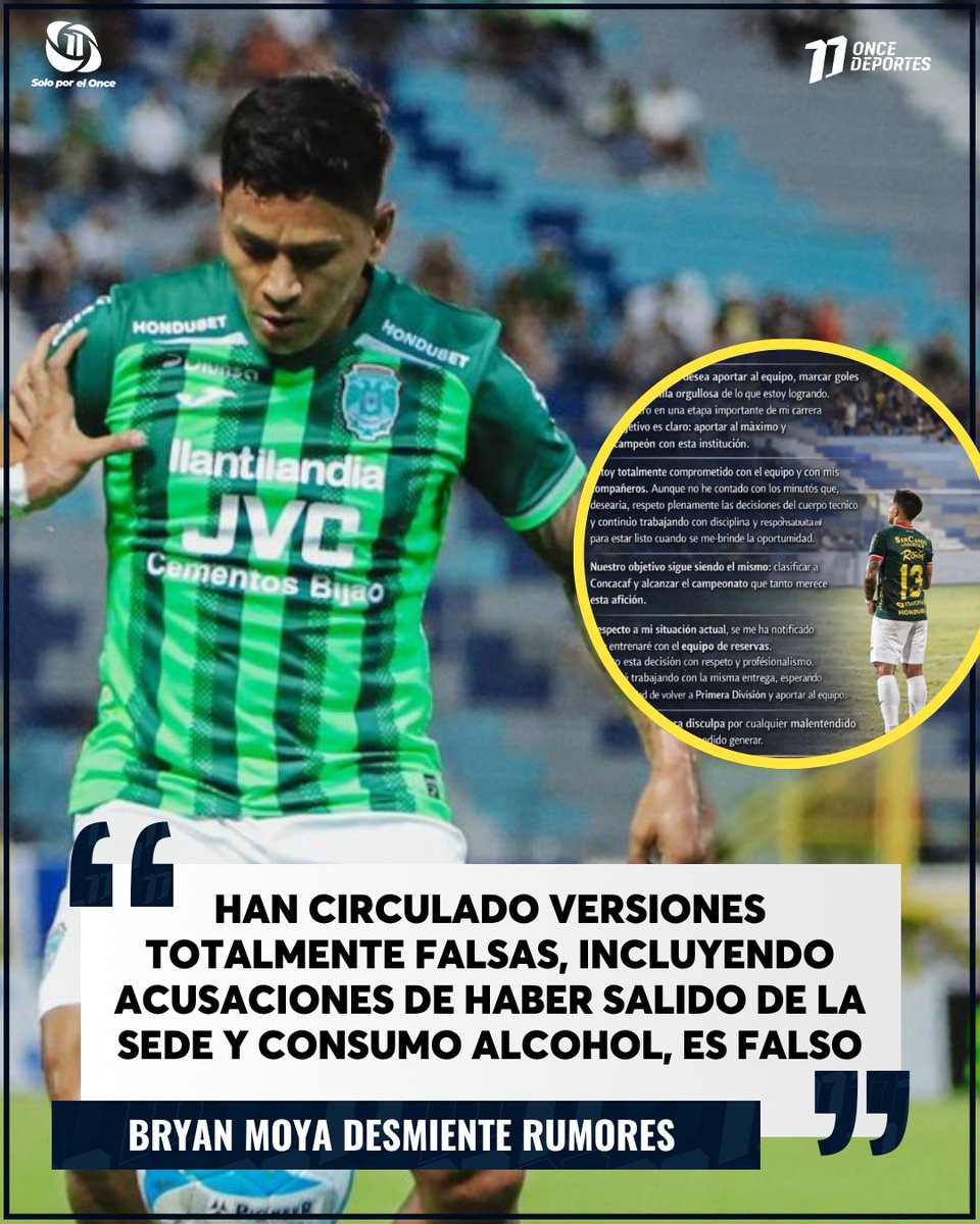 11_Noticias's tweet photo. "TODO ES MENTIRA"🗣️
Bryan Moya responde a la polémica y niega actos de indisciplina en Marathón.👀

Mira el comunicado del jugador 👉🏻 https://t.co/3WiRBnwFqt

#BryanMoya #Marathón #LigaNacional #Honduras #Indisciplina https://t.co/J3bCs1VD7p