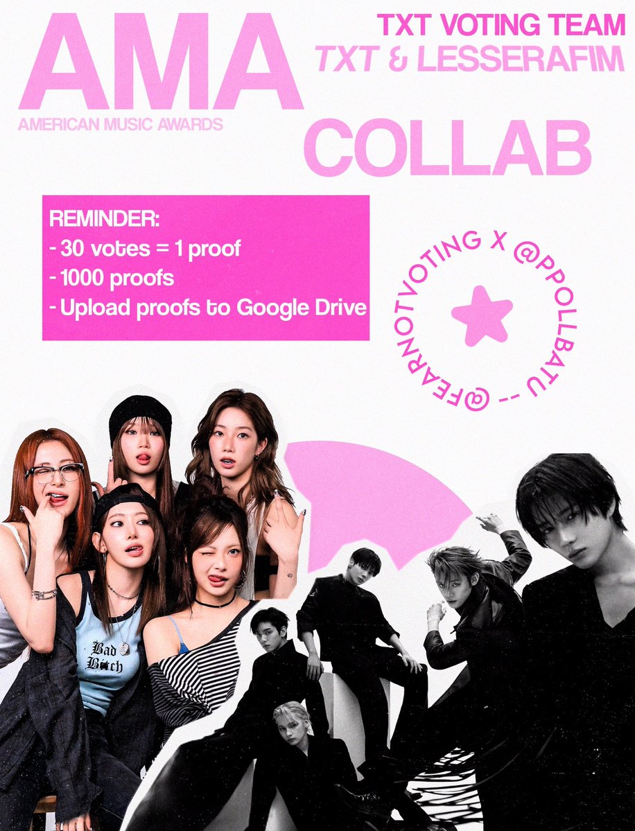 🤝 | VOTING COLLABORATION

We’re excited to announce our collaboration with <a href="/FearnotVoting/">Fearnot Voting Team</a> for the AMAs! 🤝

• MOA will vote for Le Sserafim for ‘Best Female Kpop Artist’ Category  
• FEARNOT Will vote Tomorrow x Together for ‘Best Male Kpop Artist’ Category 

🎯 Target: 1,000